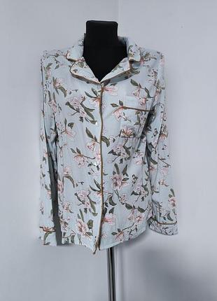 Пижама lingadore linga dore linga dore линга доре с магнолиями голубая хлопковая верх от пижамы піжама з магноліями магнолия магнолія