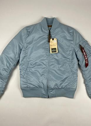 Женская куртка-бомбер alpha industries inc голубого цвета, с биркой