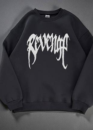 Свитшот мужской / женский серый графитовый на флисе теплый осенний весенний зимний