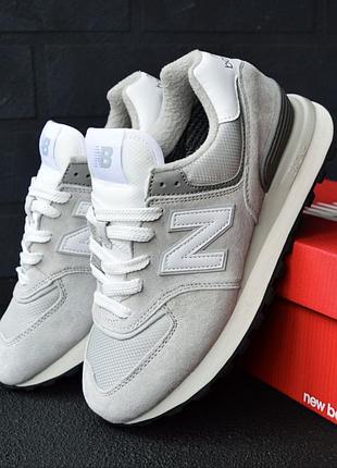 Кроссовки женские утепленные new balance 574 legacy termo grey white термо