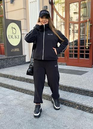 Чорний флісовий костюм
