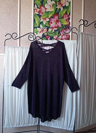 Красива чорна туніка з фіолетовою блискучою люрексовою ниткою yours.