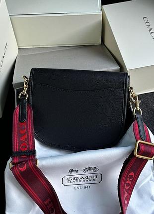 Сумка 👜 coach polished pebble willow saddle bag black 4