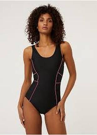 Купальник сдельный черный с утяжкой большого размера 56 / 22 спортивный новый