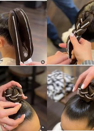 Украшения для волос лента стразы на клеевой основе для украшения прически пучка гульки для выступлений и соревнований