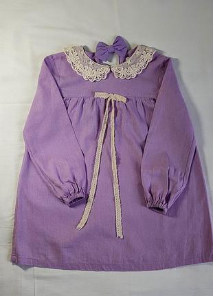 Детское хлопковое платье известного украинского бренда kalamanova for kids сиреневого цвета 116 размера