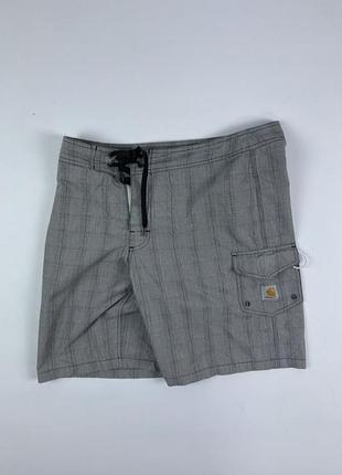 Сірі чоловічі шорти-карго carhartt в клітинку
