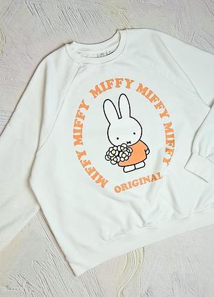 💝1+1=3 молочный женский оверсайз свитшот свитер miffy, размер 44 - 46