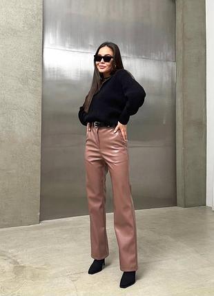 Женские кожаные клеш штаны на флисе (балта+40грrн)