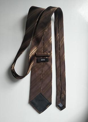 Коричнева смугаста краватка галстук hugo boss