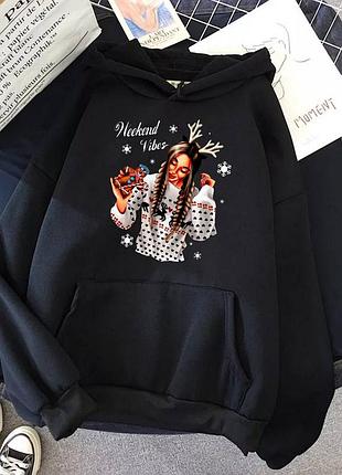 Худи ткань: 3-нить на флисе (футер с начесом) рисунок - термотрансферная печать размер: универсальный (42-48)