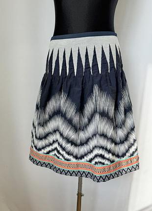 Fox’s юбка миди в стиле этно бохо шеврон синяя с орнаментом интересная колокол lacros