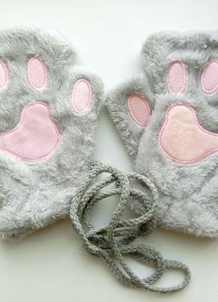 Рукавички без пальців. мітенки. кошачьи лапы.