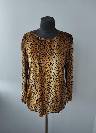 Велюровая кофта блузка реглан в леопардовый принт 16-18 р