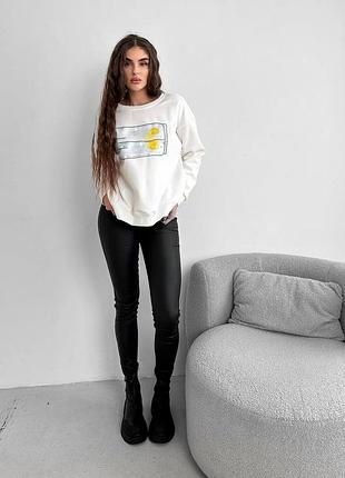 Брюки утепленные из экокожи