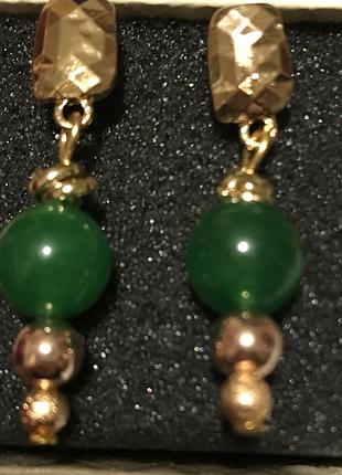 Сережки хризопраз