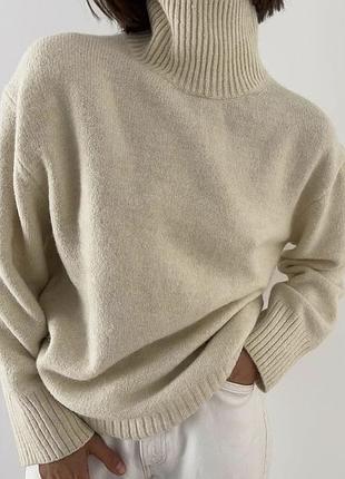Жіночий светр оверсайз  з вмістом вовни і розрізами по бокам