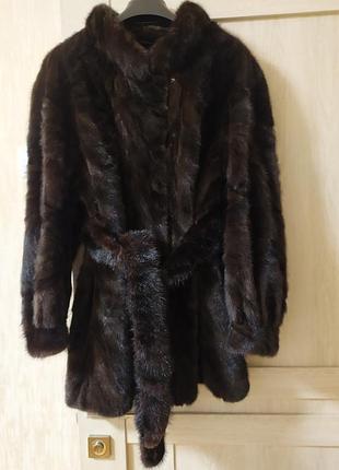 Натуральная норковая шуба под два пояса