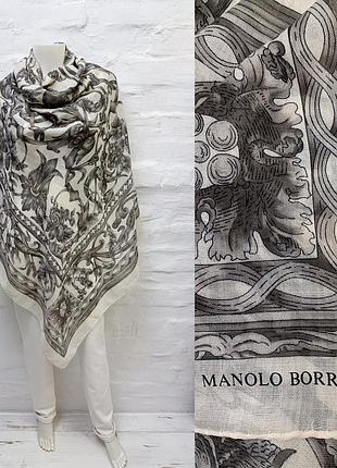 Manolo borromeo italy итальянский большой винтажный платок из шерсти с шелком