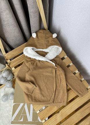 Коричневий кардиган кофта розпашонка з вушками