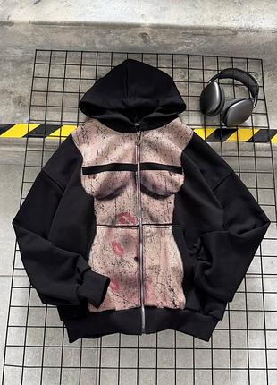 Худі з принтом дівчини тату на замку з капюшоном чоловіче жіноче унісекс парне толстовка кофта