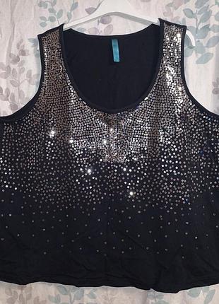 Чорна майка з паєтками, святкова майка, великий розмір