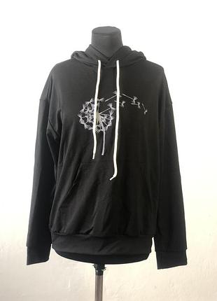 Стильна чорна жіноча худі з принтом кульбаб