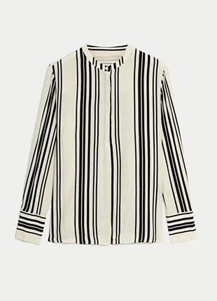 Строга смугаста блуза комір стійка