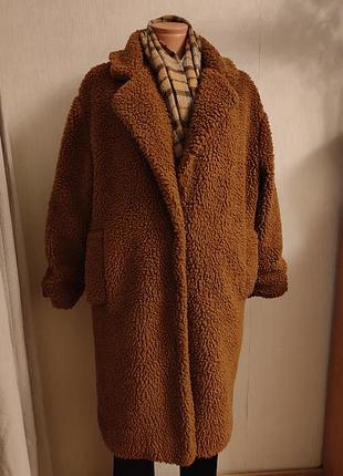 Шубка тедди карамельного цвета + подарок. екко шубка. барашок.