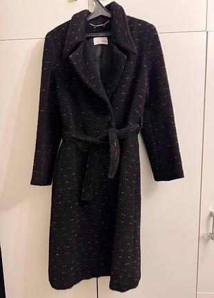 Пальто 51%вовна  31% альпака 15%мохер розмір с-м темно синій