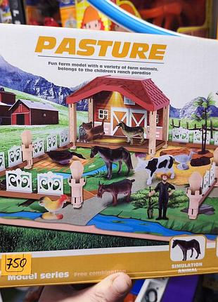 Набор фигурок 2022-100a-b, ферма, животные 4 шт. (7-8 см), свет, 2 вида, на бат-ку, в пробку, 32-24-10 см.