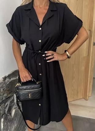Вискозное базовое платье миди рубашечного покроя!!