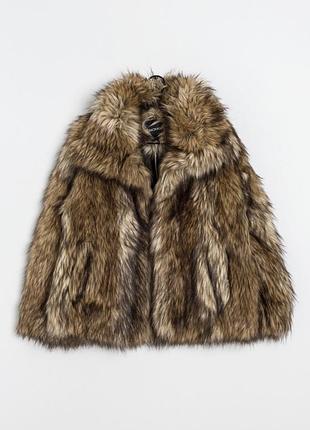 Оверсайз обʼємна коричнева шуба еко хутро monki