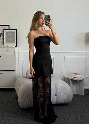 Платье со съемной кружевной юбкой