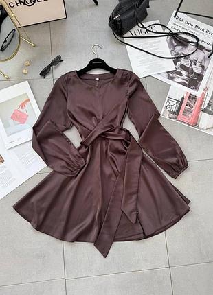Жіноча повсякденна шовкова класична міні коротка сукня плаття з рукавами тканина преміум шовк армані
