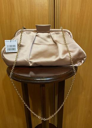 Атласна вечірня сумочка клатч паательно рожевого кольору