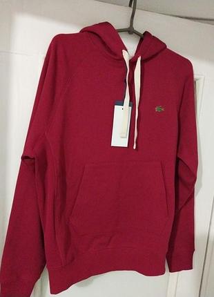Темно вишневого ,стильний худі новий lacoste