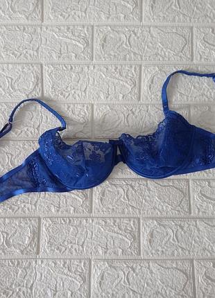 Бюстгальтер с кружевом синий р.36/d 80/d