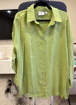 Натуральна зелена рубашка великого розміру