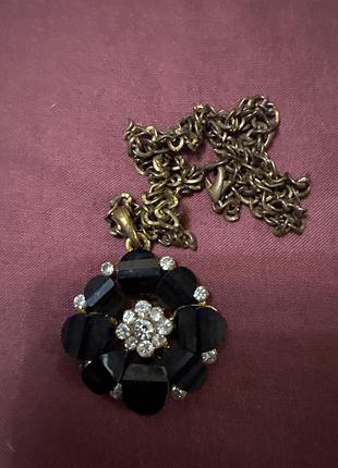 Кулон с цепочкой цветок стразы винтаж