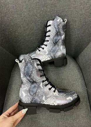 Черевики 3111 берці натуральна шкіра пітон зима демі 36-41