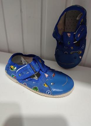 Тапочки для хлопчика 🚘 14 см уцінка на дитячі мокасини на липучці