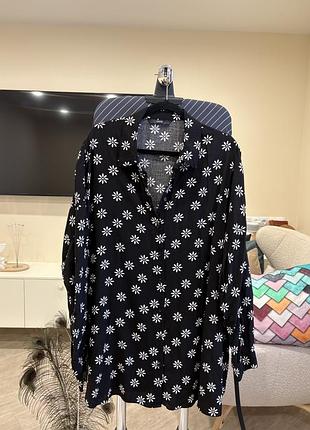 Натуральная блуза большого размера в ромашки 24 размера george