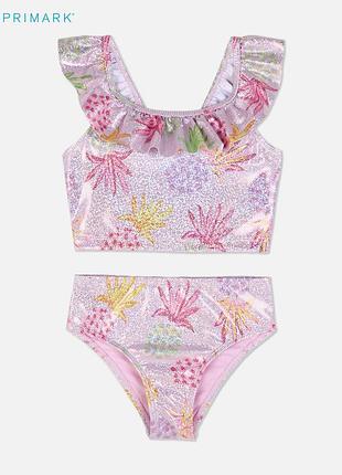 Раздельный купальник блестящий блестки на девочку primark 4-5 лет / 104-110 см