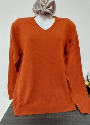 Светр пуловер вовна бавовна колір теракот ххл-хххл