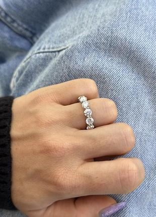 Нова срібна каблучка доріжка з муасанітом 5мм