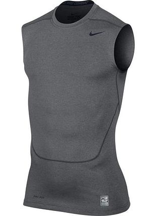 Компрессионная термо майка nike pro combat для спорта зала бега тренировок футбола gold’s gym спортивная футболка термобелье найк про under armour