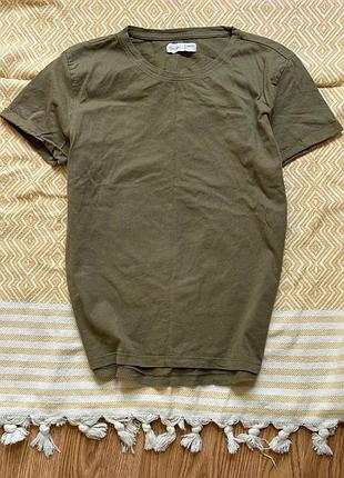 Базова приємна бавовняна футболка хакі від house