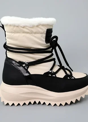 Черевики дитячі хутро бежево- чорні розпродаж