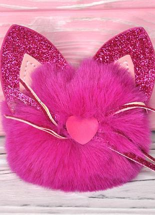 Брелок с исскуственным мехом "котик", 8 х 8 см